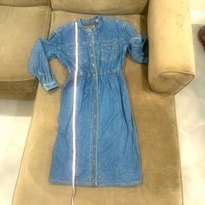 Liz Claiborne Blue Denim Button-Front Midi Dress